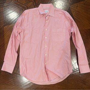 Men's Pink Stripe Button-Down Dress Shirt - Classic Long Sleeve